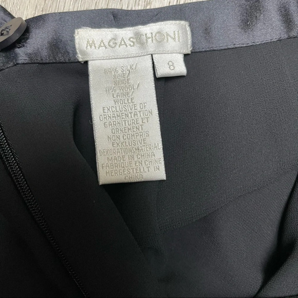 vintage designer Magaschoni silk black mesh tuxedo cigarette pants - Picture 3 of 10